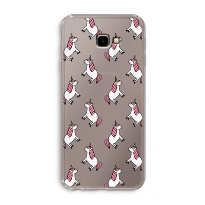 Eenhoorns overal: Samsung Galaxy J4 Plus Transparant Hoesje
