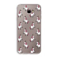 Eenhoorns overal: Samsung Galaxy J4 Plus Transparant Hoesje