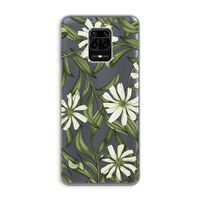 Wit bloemenpatroon: Xiaomi Redmi Note 9 Pro Transparant Hoesje