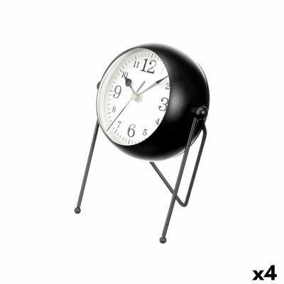 Tafelklok Zwart Metaal 18 x 21 x 12 cm (4 Stuks)