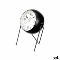 Tafelklok Zwart Metaal 18 x 21 x 12 cm (4 Stuks)