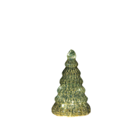 Kerstboompje glas led op batterij met timer 17.5x10.5 cm groen - Annas collection