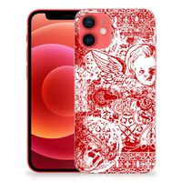 Silicone Back Case iPhone 12 Mini Angel Skull Rood - thumbnail