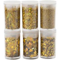 Creativ Company Bio sparkles & sequins, goud, 6x7 ml/ 1 doos