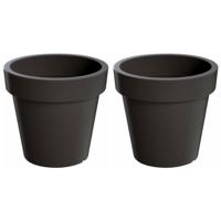 Bloempot/plantenpot voor binnen en buiten - Set van 2x stuks - D60 x H52 cm - antraciet - kunststof