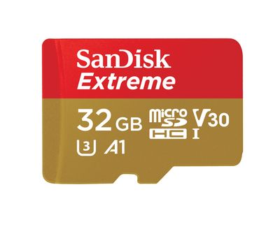 SanDiskMicroSDHC Extreme 32GB 100 mb/s - A1 - V30 - SDA - Rescue Pro DL 1Y Micro SD-kaart Rood