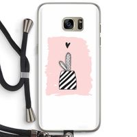 Zwart-wit cactus: Samsung Galaxy S7 Edge Transparant Hoesje met koord
