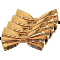 4x Holografische gouden verkleed vlinderstrikken/vlinderdassen 13 cm voor dames/heren   -