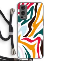 Colored Zebra: OnePlus Nord 2 5G Transparant Hoesje met koord - thumbnail