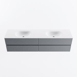 MONDIAZ VICA 190cm badmeubel onderkast Plata 4 lades. Wastafel MOON dubbel 2 kraangaten, kleur Talc.