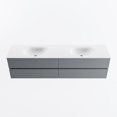MONDIAZ VICA 190cm badmeubel onderkast Plata 4 lades. Wastafel MOON dubbel 2 kraangaten, kleur Talc.