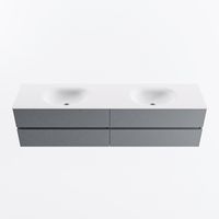 MONDIAZ VICA 190cm badmeubel onderkast Plata 4 lades. Wastafel MOON dubbel 2 kraangaten, kleur Talc.