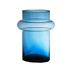 Bloemenvaas Luna - transparant blauw - eco glas - D15 x H20 cm - cilinder vaas