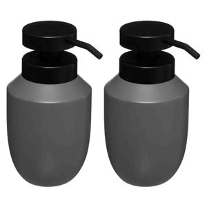 2x Stuks Zeeppompjes/zeepdispensers van kunststeen - grijs - 320 ml