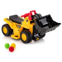 Zitgraafmachine Elektrische Kindergraafmachine met Verborgen Opbergruimte en Basketbalkorf 4 Geluidstoetsen en 3 Ballen Geel