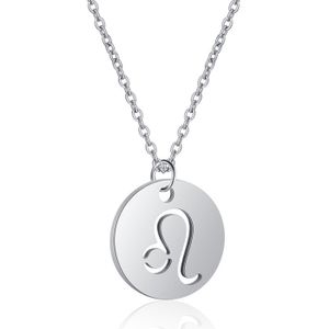 Sterrenbeeld Leeuw Dames Ketting Zilverkleurig Ronde Hanger