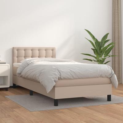 Boxspring met matras kunstleer cappuccinokleurig 90x200 cm
