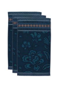 Pip Studio Gastendoek Set/3 Jasmin Jacquard Donkerblauw 30x50cm