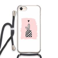 Zwart-wit cactus: iPhone 8 Transparant Hoesje met koord