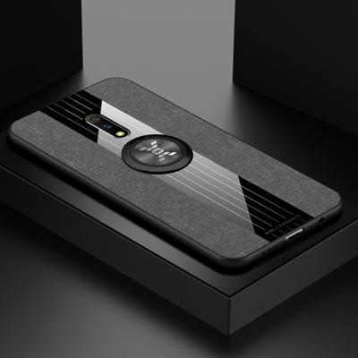 Voor OPPO Realme X/K3 XINLI stiksels doek Textue schokbestendig TPU beschermhoes met ring houder (grijs)