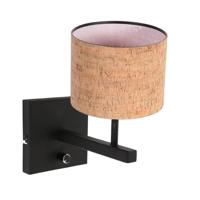 Steinhauer Zwarte wandlampStang met kurk kapje Ø20cm - 4352ZW
