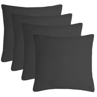 Stof Textile sierkussen Nelson - 4x - donkergrijs - 40 x 40 cm - bank kussens - polyester