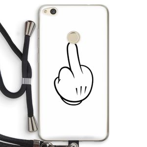 Middle finger white: Huawei Ascend P8 Lite (2017) Transparant Hoesje met koord