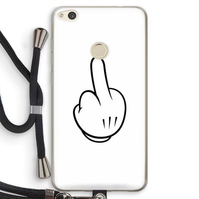 Middle finger white: Huawei Ascend P8 Lite (2017) Transparant Hoesje met koord