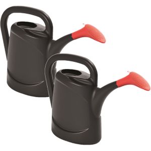 Set van 2x stuks zwarte kunststof bloemen/planten gieters met broeskop/sproeikop 10 liter