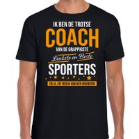 Trotse coach van de beste sporters cadeau t-shirt zwart voor heren - thumbnail