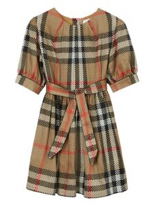 Burberry Kids robe en soie à carreaux vintage - Tons neutres