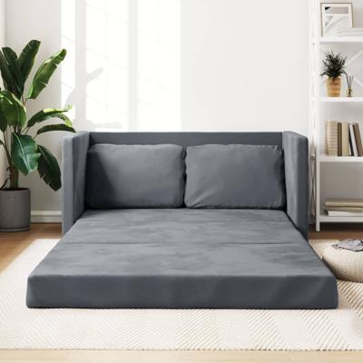 Slaapbank vloermodel 2-in-1 122x204x55 cm fluweel donkergrijs