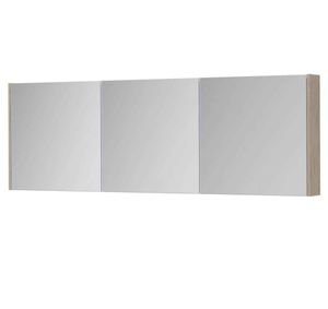 INK SPK1 spiegelkast met 3 dubbel gespiegelde deuren, stopcontact en schakelaar 180 x 14 x 60 cm, ivoor eiken