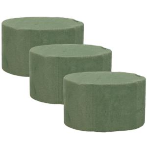 Steekschuim/oase - 3x - rond - groen - blok nat - dia 10 x hoogte 6 cm