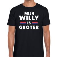 Zwart Mijn Willy is groter t-shirt voor heren - thumbnail