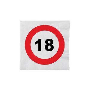 16x Stopbord servetjes 18 jaar   -