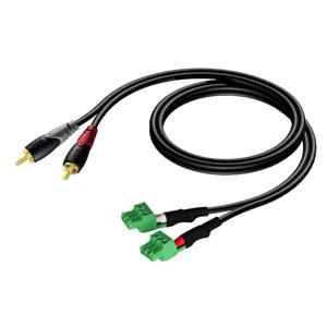 AUDAC CLA832 audio kabel 1 m 2 x RCA 2 x Terminal Zwart, Groen