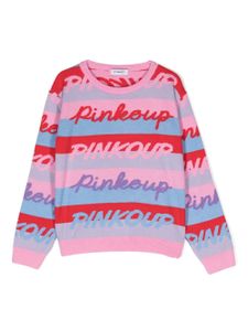 Pinko Kids pull à slogan en intarsia - Bleu