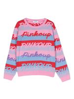 Pinko Kids pull à slogan en intarsia - Bleu - thumbnail