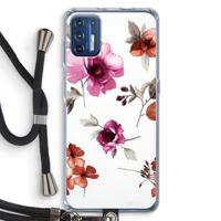 Geschilderde bloemen: Motorola Moto G9 Plus Transparant Hoesje met koord