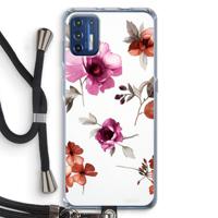 Geschilderde bloemen: Motorola Moto G9 Plus Transparant Hoesje met koord - thumbnail