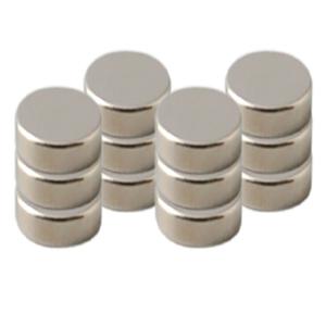 Magneten - 12x st - zilver - D8 mm - rond - koelkast/whiteboard magneetjes