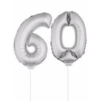 Folie ballonnen cijfer 60 zilver 41 cm   - - thumbnail