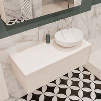Mondiaz Lush Barco badmeubel underlayment 100 cm 1 lade mdf 1 waskom rechts 1 kraangat