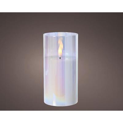 Lumineo Kaars led in glas iriserend 15cm
