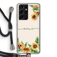 Zonnebloemen: Samsung Galaxy S21 Ultra Transparant Hoesje met koord