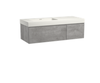 Storke Edge zwevend badmeubel 130 x 52 cm beton donkergrijs met Mata High asymmetrisch linkse wastafel in mat witte solid surface - thumbnail