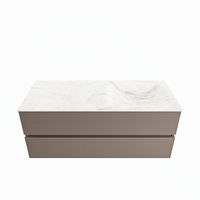 MONDIAZ VICA-DLUX 120cm badmeubel onderkast Smoke 2 lades. Inbouw wastafel CLOUD rechts 1 kraangat, kleur Ostra.