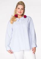 Yoek Blouse met open rug STRIPE | Blauw | Maat Plus