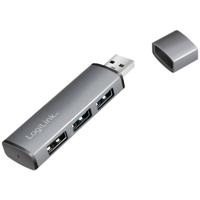 LogiLink UA0395 USB 3.2 Gen 2-hub Met aluminium behuizing, Met status-LEDs Spacegrijs